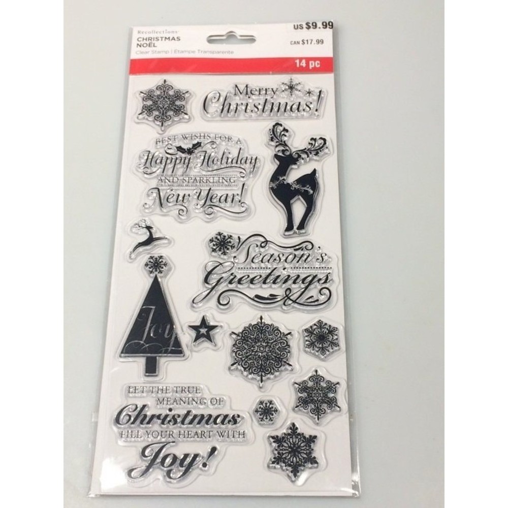 Christmas Acrylic Stamp Seasons greetings Happy New Year Noel holiday cards